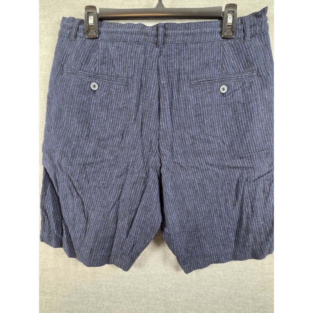 Calvin Klein Shorts Mens 32 Linen Blend Navy Pinstripe Drawstring Preppy NEW - Picture 2 of 11